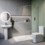 1600 x 800mm Chrome Walk in Shower Enclosure Suite with Ashford Toilet and Basin