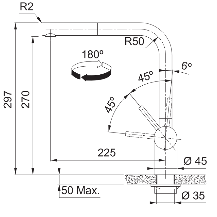 GRADE A1 - Franke Atlas Neo Single Lever Monobloc Pull Out Kitchen Tap- Steel