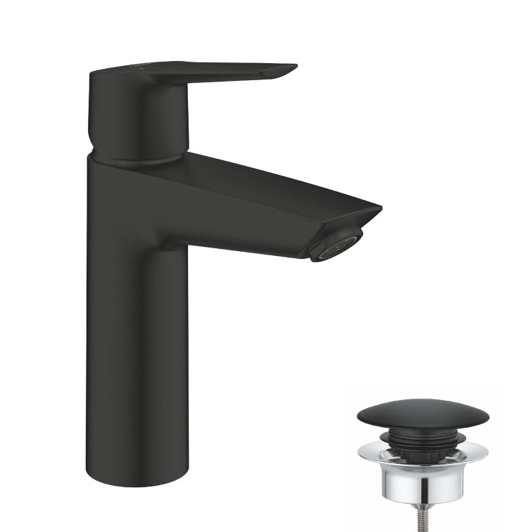 Grohe Start SilkMove EnergySaving Mono Basin Mixer Tap with Waste - Matt Black