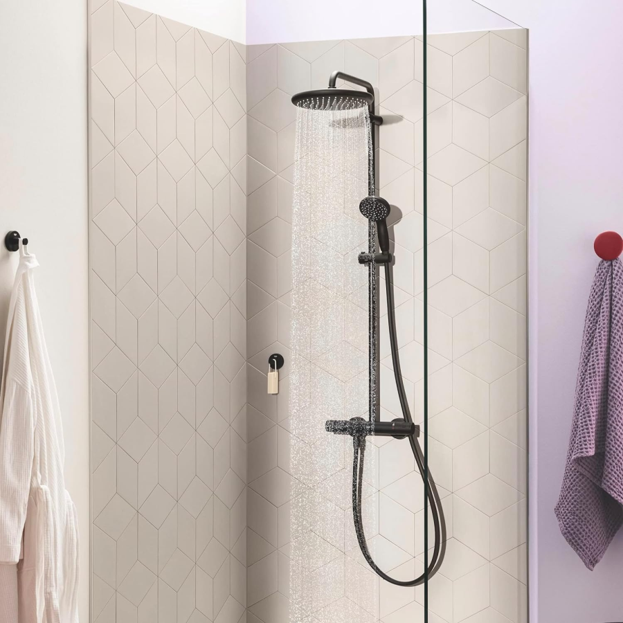 GRADE A1 - Grohe Vitalio Start System 250 Thermostatic Shower - Matt Black