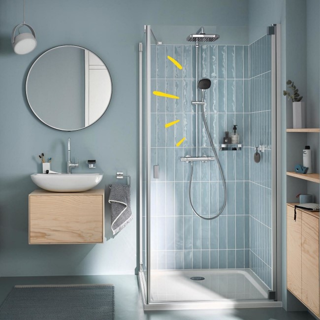 GROHE QuickFix Chrome Vitalio Comfort 250 Shower System with Thermostat for Wall Mounting