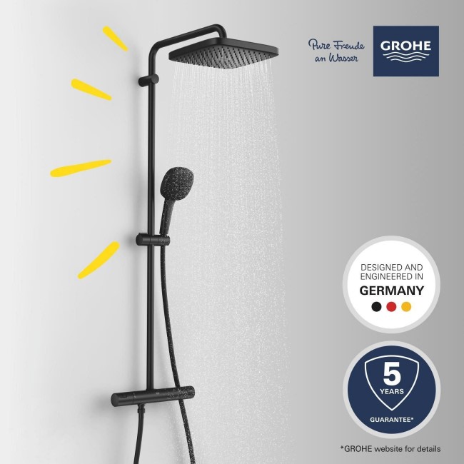 GROHE QuickFix Vitalio Comfort 250 Shower System with Thermostat Wall Mounting