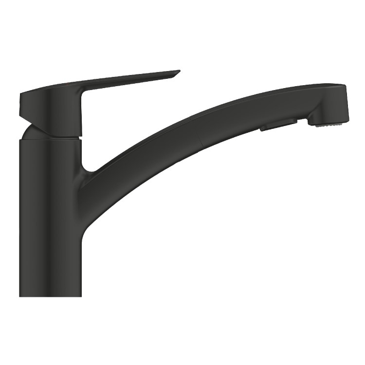 GRADE A1 - Grohe Start Quickfix Single Lever Monobloc Pull Out Kitchen Tap- Black