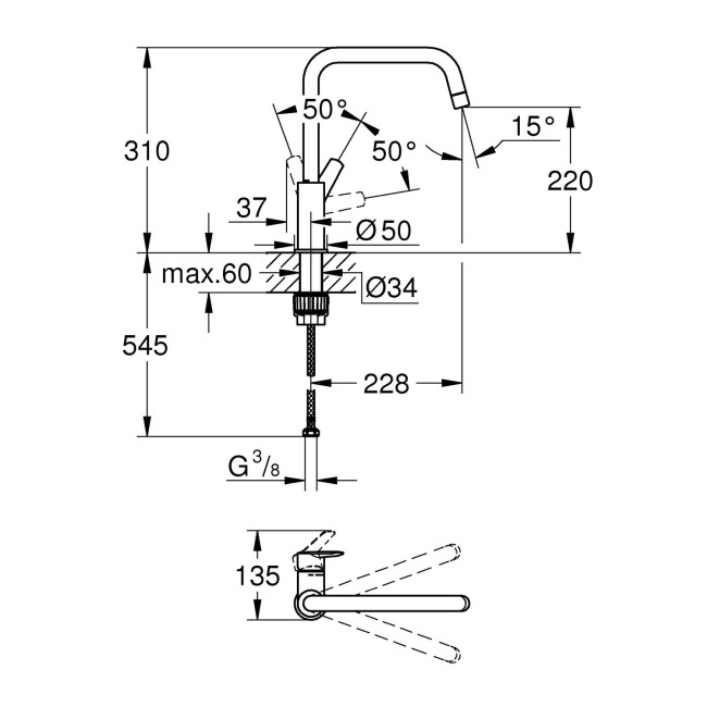 Grohe Quickfix Start Chrome Single Lever Monobloc Kitchen Mixer Tap