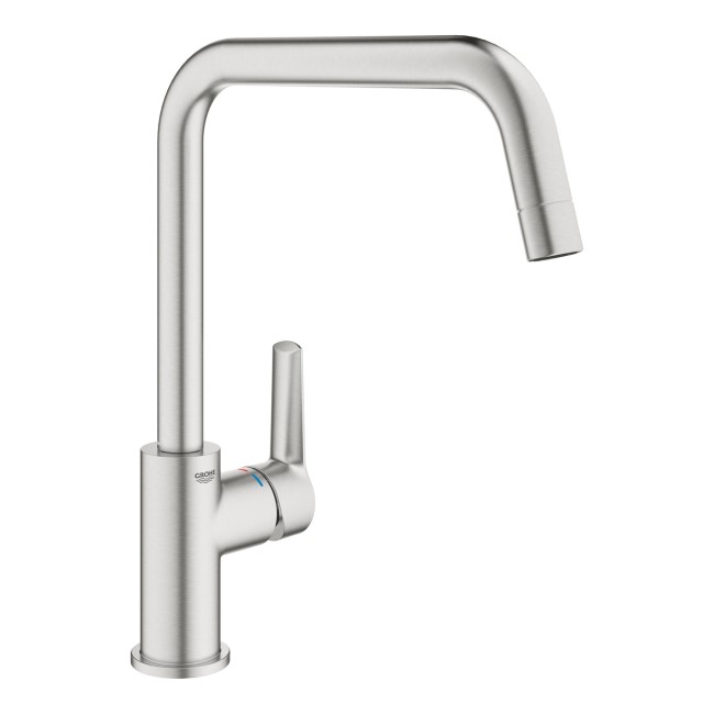 GRADE A1 - Grohe Quickfix Start Steel Single Lever Monobloc Kitchen Mixer Tap