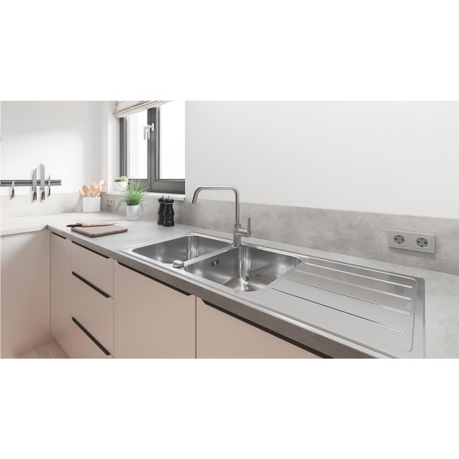 GRADE A1 - Grohe Quickfix Start Steel Single Lever Monobloc Kitchen Mixer Tap