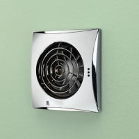 HiB Hush Chrome Wall Mounted Bathroom Extractor Fan with Timer