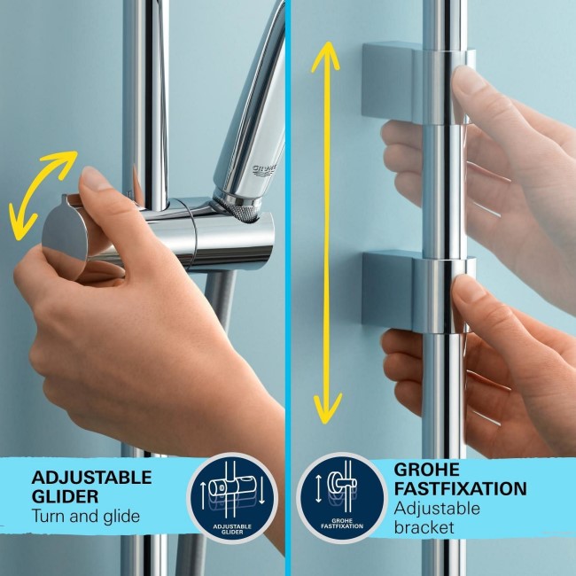 GROHE QuickFix Chrome Precision Start Thermostatic Shower Mixer 