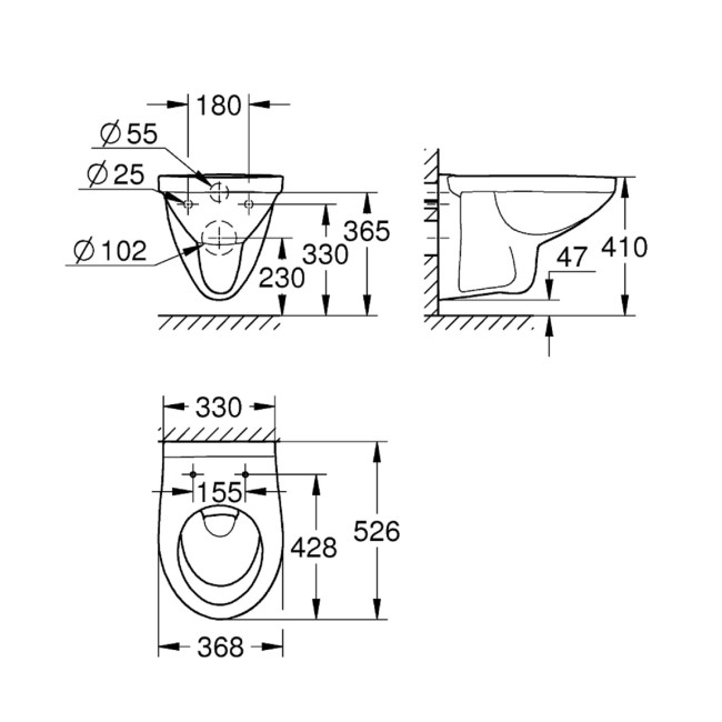 GRADE A1 - Wall Hung Toilet - Grohe Bau