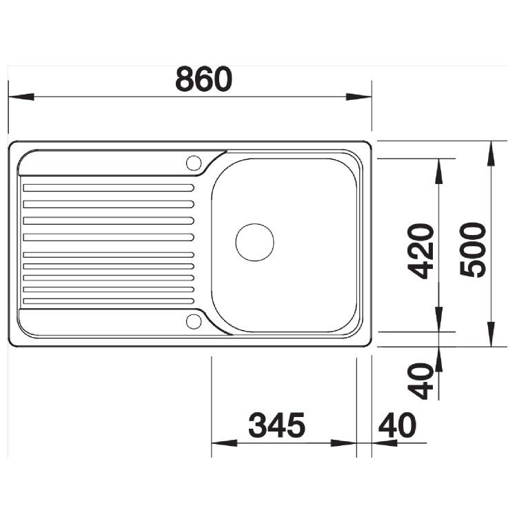 Single Bowl Inset Chrome Stainless Steel Kitchen Sink - Blanco Tipo 45-S