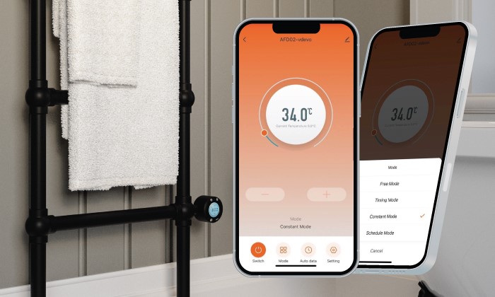 Black Bathroom Radiator Controlled via app