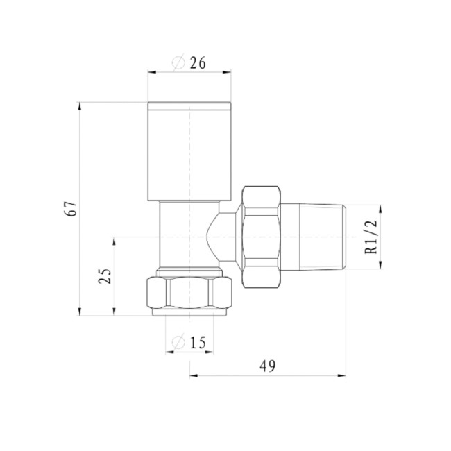 Matt Black Round Angled Radiator Valves - For Pipework Which Comes From The Wall