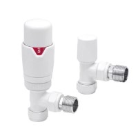 White Thermostatic Angled Radiator Valves