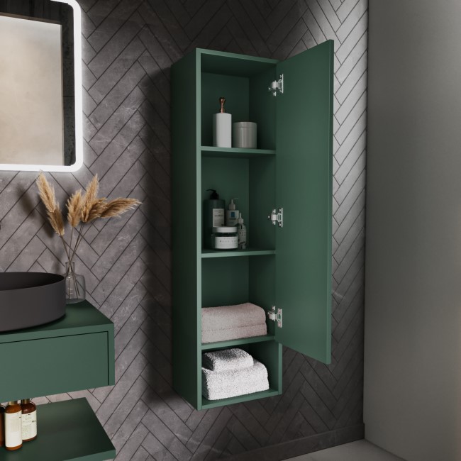 GRADE A1 - Green Wall Mounted Tall Bathroom Cabinet 350mm - Lugo