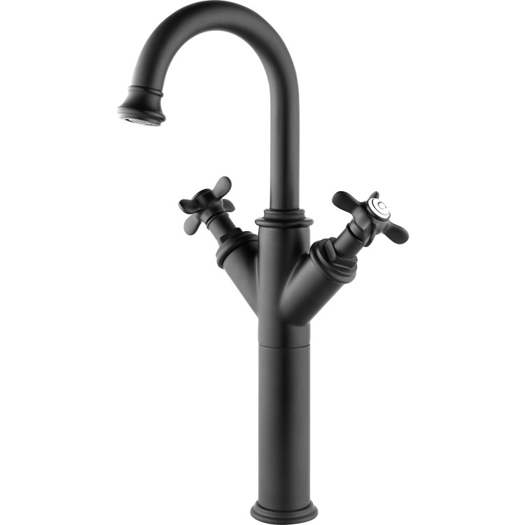 Black Crosshead Tall Mono Basin Mixer Tap - Camden