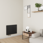 Eco Eleganza Midnight Black Horizontal Flat Designer Aluminium Radiator 600x750mm Double Panel 3056 BTU