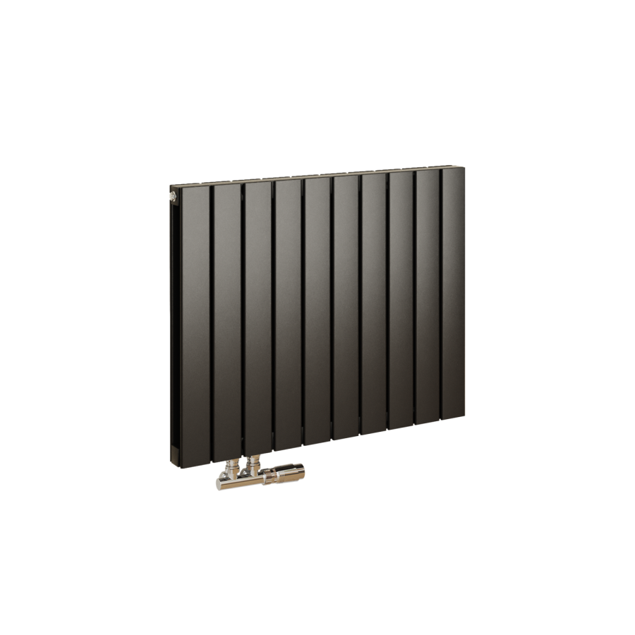 Eco Eleganza Midnight Black Horizontal Flat Designer Aluminium Radiator 600x750mm Double Panel 3056 BTU