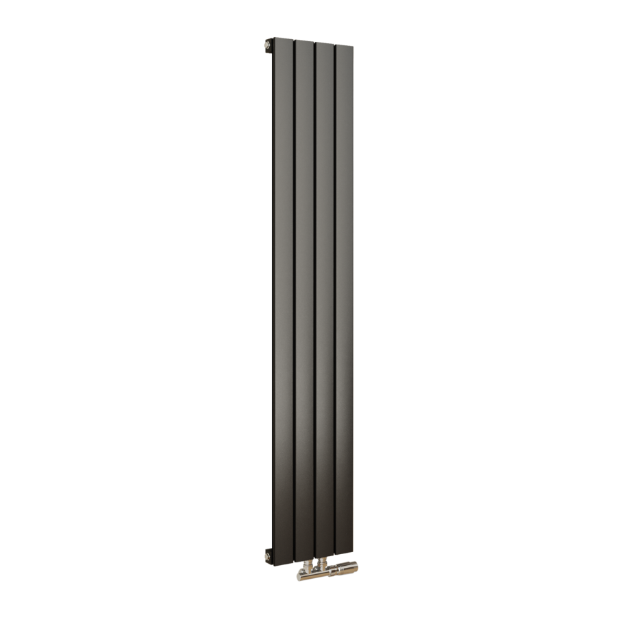 Eco Eleganza Midnight Black Vertical Flat Designer Aluminium Radiator 1600x300mm Single Panel 2036 BTU