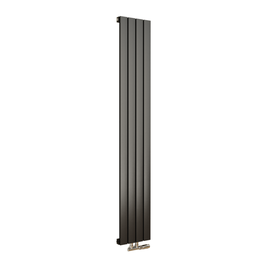 Eco Eleganza Midnight Black Vertical Flat Designer Aluminium Radiator 1800x300mm Single Panel 2258 BTU