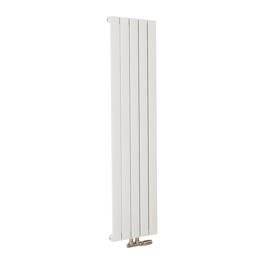 Eco Eleganza White Vertical Flat Designer Aluminium Radiator 1600x375mm Single Panel 2546 BTU