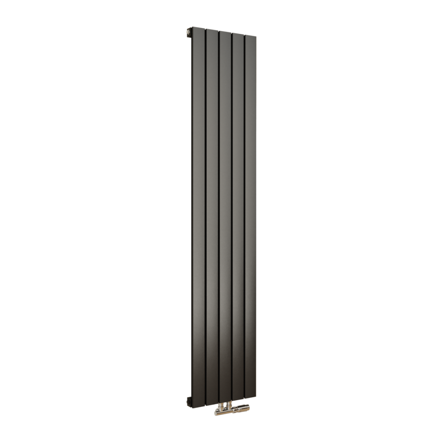 Eco Eleganza Midnight Black Vertical Flat Designer Aluminium Radiator 1800x375mm Single Panel 2823 BTU