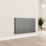 Eco Eleganza Anthracite Horizontal Flat Designer Aluminium Radiator 600x975mm Double Panel 3973 BTU