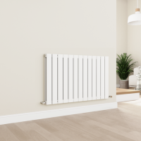 Eco Eleganza White Horizontal Flat Designer Aluminium Radiator 600x975mm Double Panel 3973 BTU