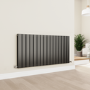 Eco Eleganza Midnight Black Horizontal Flat Designer Aluminium Radiator 600x1200mm Double Panel 4890 BTU