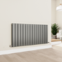 Eco Eleganza Anthracite Horizontal Flat Designer Aluminium Radiator 600x1200mm Double Panel 4890 BTU