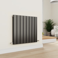 Eco Eleganza Midnight Black Horizontal Flat Designer Aluminium Radiator 600x600mm Double Panel 2445 BTU