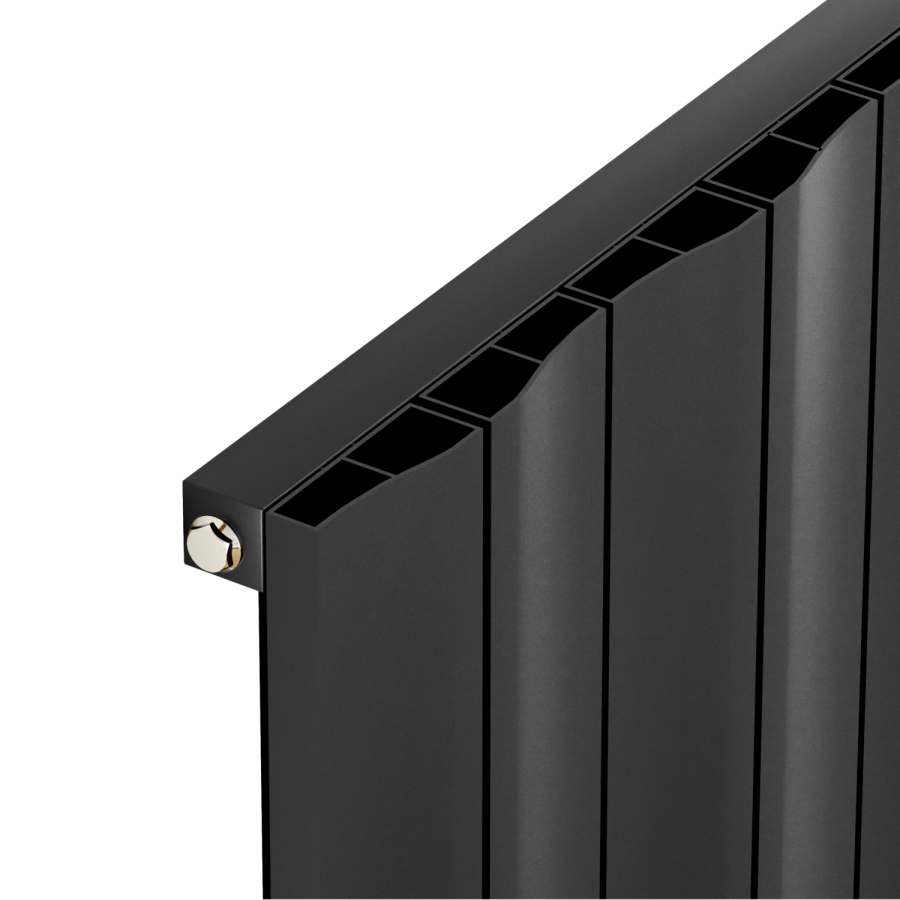 Eco Vivante Midnight Black Horizontal Wave Designer Aluminium Radiator 600x945mm Single Panel 3055 BTU