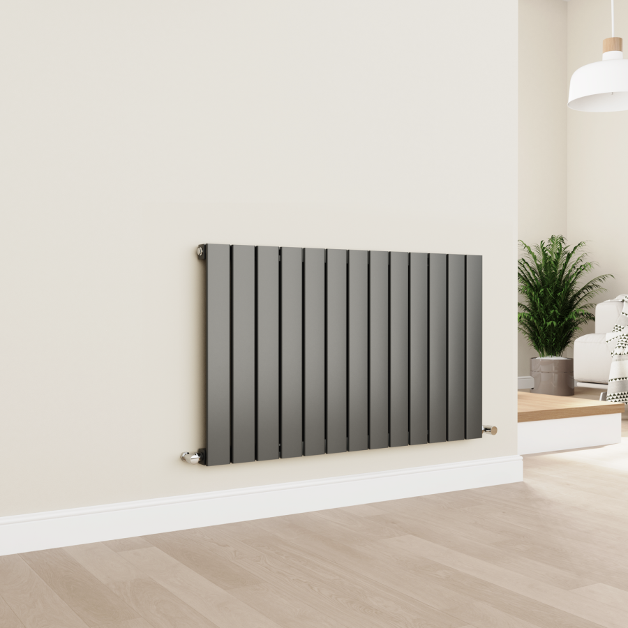 Eco Eleganza Anthracite Horizontal Flat Designer Aluminium Radiator 600x975mm Single Panel 2992 BTU