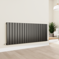 Eco Eleganza Midnight Black Horizontal Flat Designer Aluminium Radiator 600x1425mm Single Panel 4373 BTU