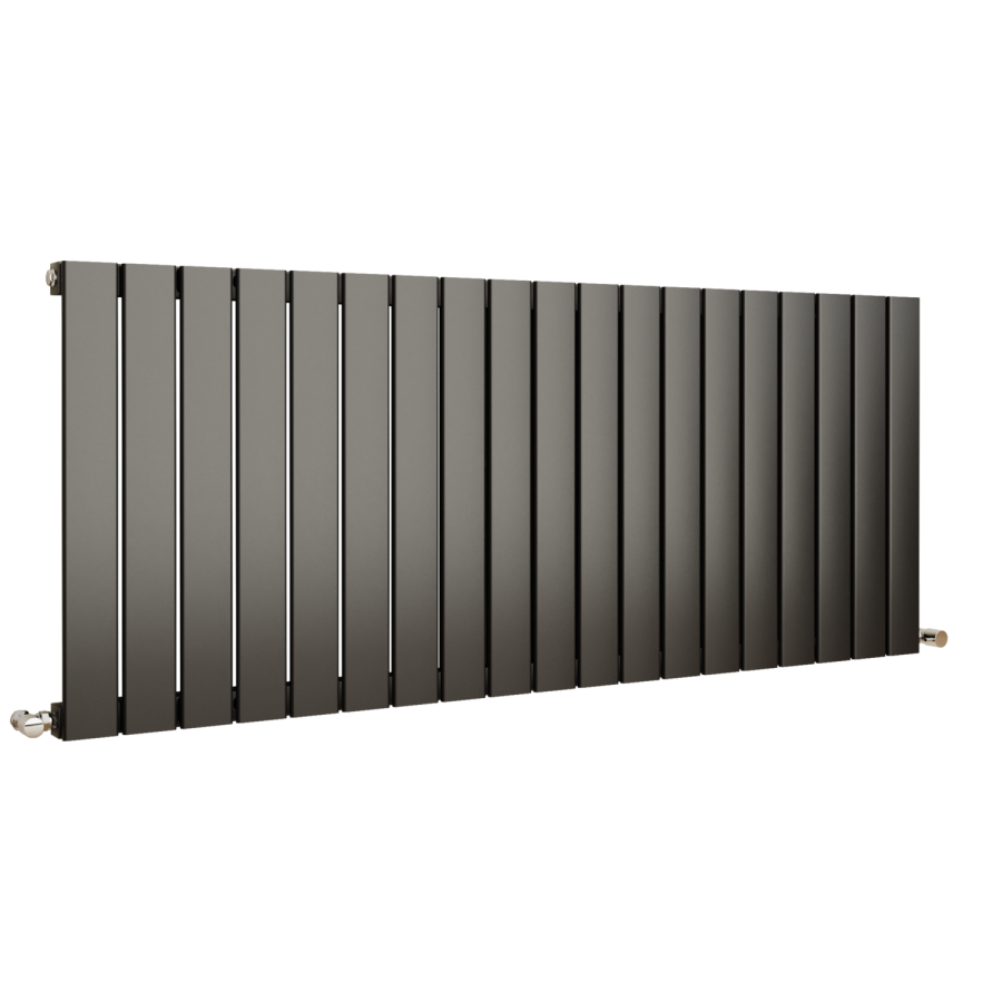 Eco Eleganza Midnight Black Horizontal Flat Designer Aluminium Radiator 600x1425mm Single Panel 4373 BTU