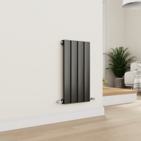 Eco Eleganza Midnight Black Horizontal Flat Designer Aluminium Radiator 600x300mm Single Panel 921 BTU