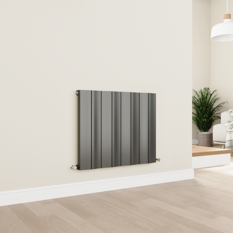 Eco Vivante Anthracite Horizontal Wave Designer Aluminium Radiator 600x755mm Single Panel 2444 BTU