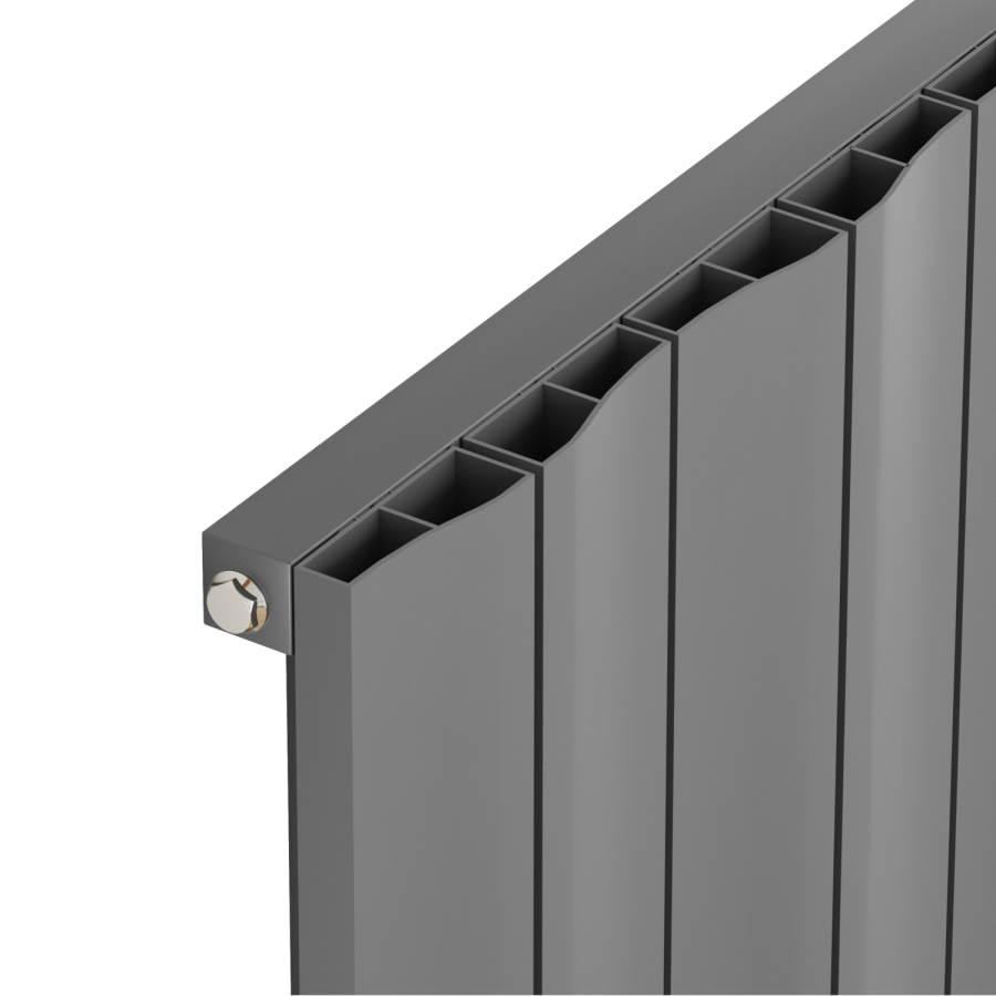 Eco Vivante Anthracite Horizontal Wave Designer Aluminium Radiator 600x755mm Single Panel 2444 BTU