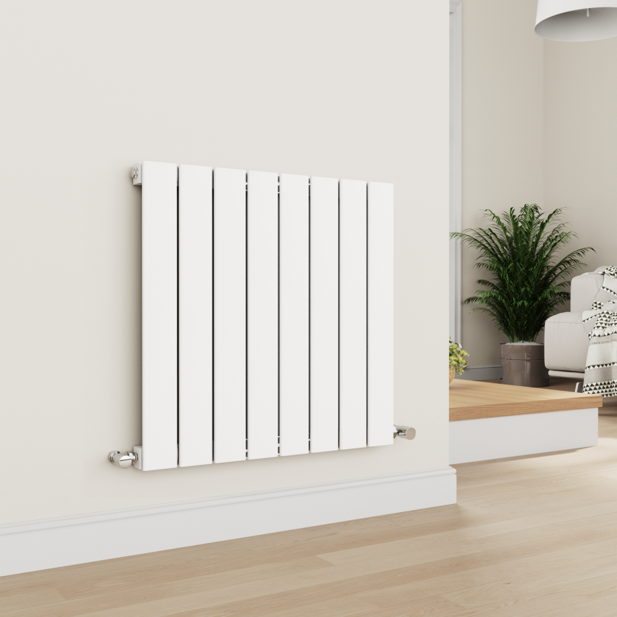 Eco Eleganza White Horizontal Flat Designer Aluminium Radiator 600x600mm Single Panel 1841 BTU