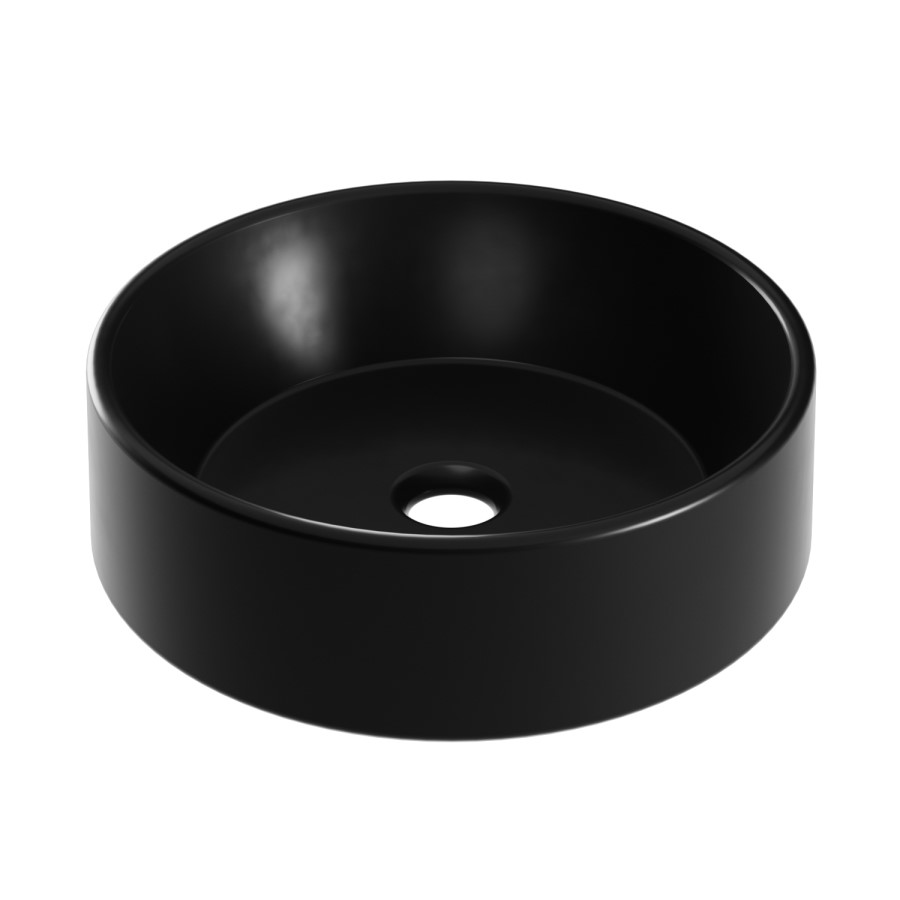 Matt Black Round Countertop Basin 388mm - Alaska