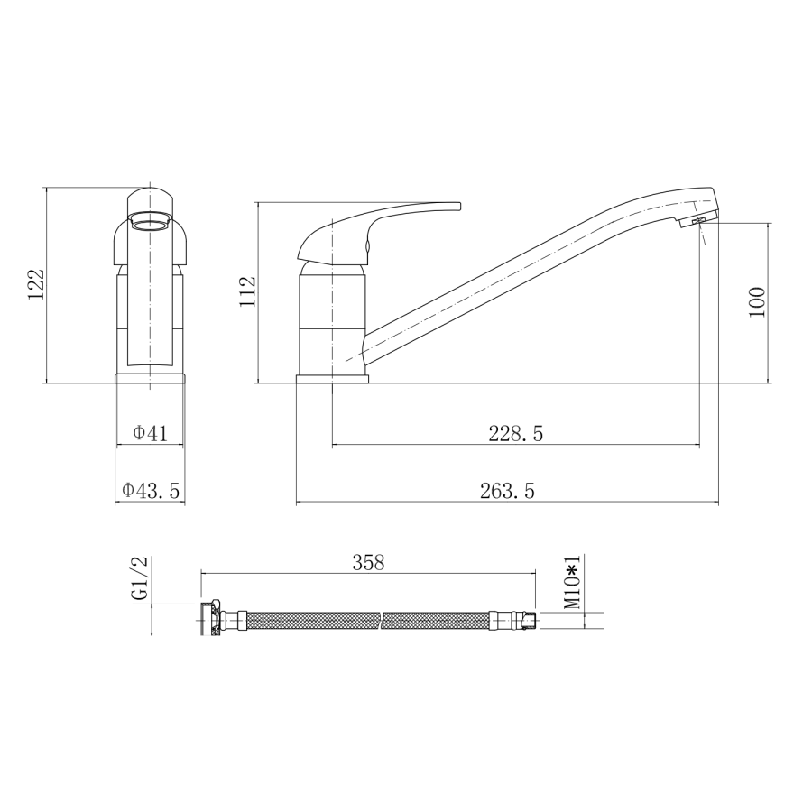 Alfred Single Lever Monobloc Mixer Kitchen Tap- Chrome