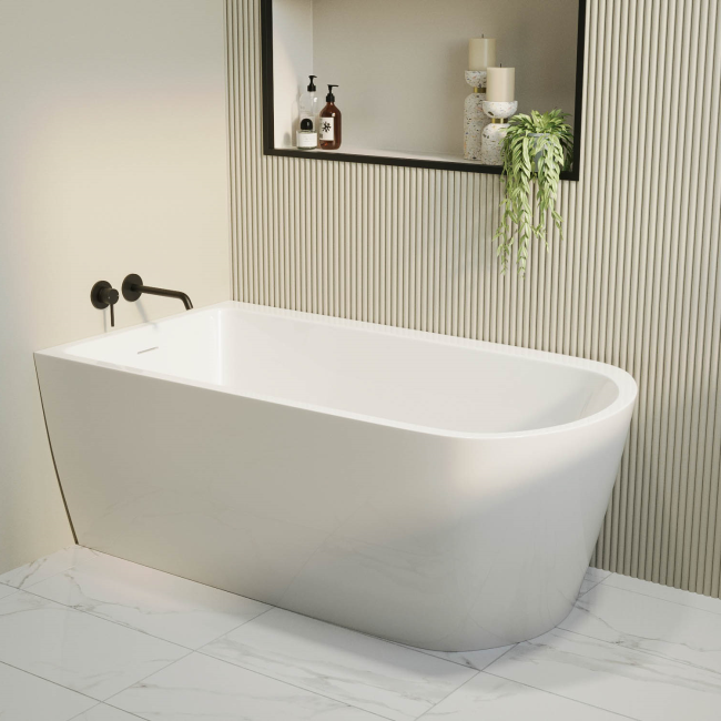 GRADE A1 - Freestanding Single Ended Left Hand Corner Bath 1500 x 800mm - Amaro