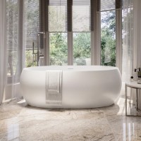 GRADE A1 - Freestanding Double Ended 1700 x 825mm Bath Matt White - Ana