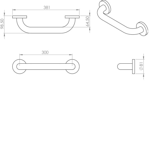 GRADE A2 - Stainless Steel Grab Rail 300mm