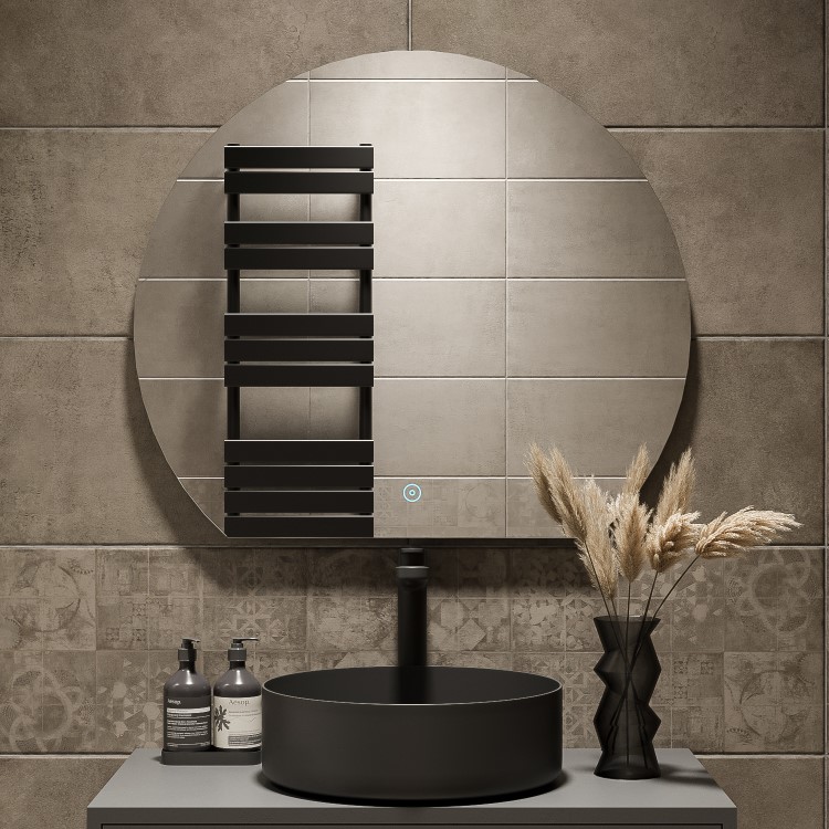 Semi Circle Backlit Heated Bathroom Mirror with Lights 800 x 700mm - Ara