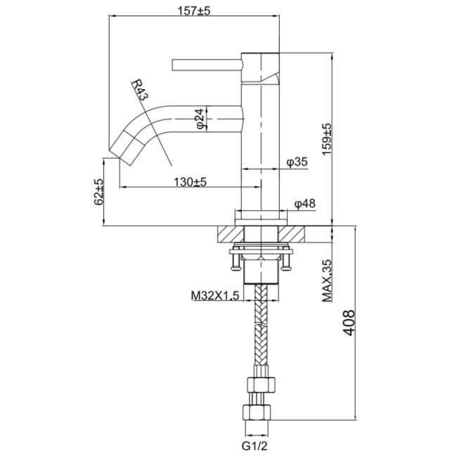 GRADE A1 - Brushed Brass Cloakroom Mono Basin Mixer Tap - Arissa