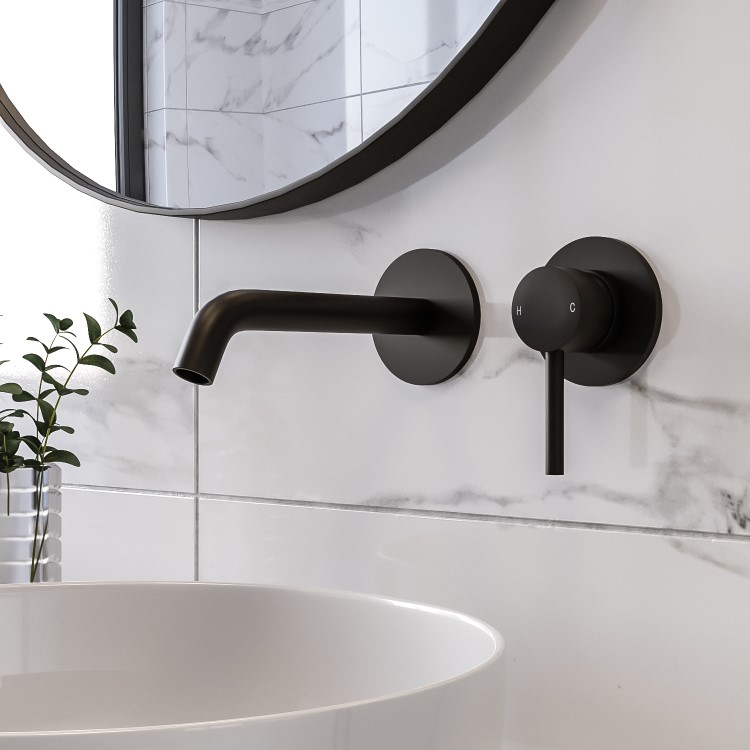 Black Wall Mounted Basin Mixer Tap - Arissa