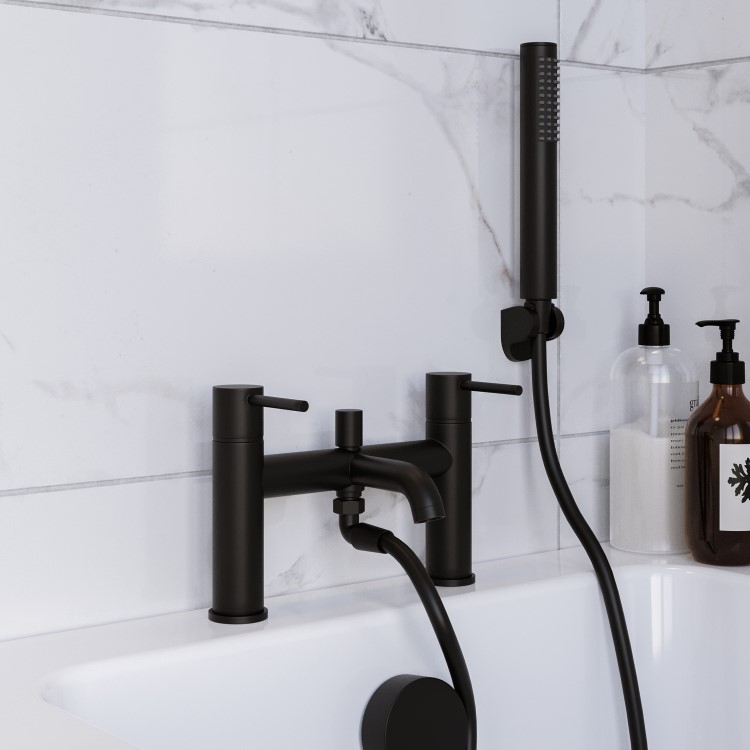 GRADE A1 - Black Bath Shower Mixer Tap - Arissa