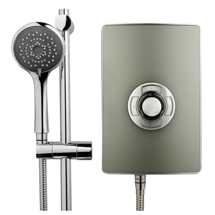 GRADE A1 - Triton Aspirante 8.5kw Gun Metal Electric Shower