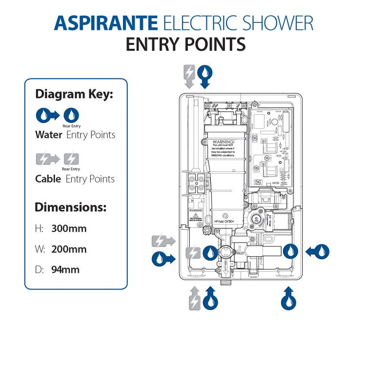 Triton Aspirante 8.5kW Matte Black Electric Shower