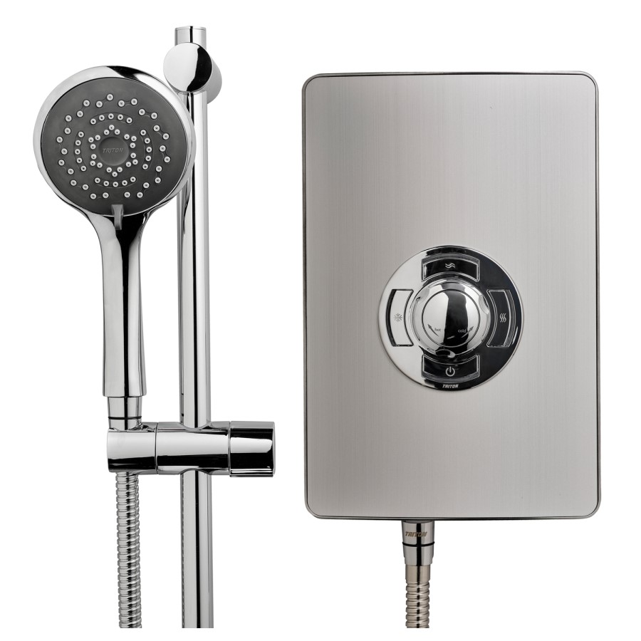 Triton Aspirante 9.5kW Brushed Steel Electric Shower